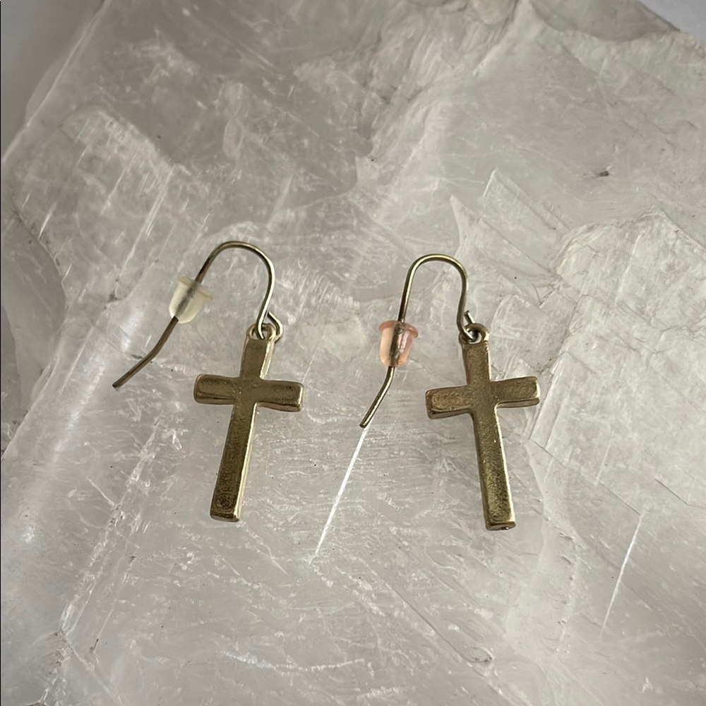 Minimalist Gold Cross Earrings